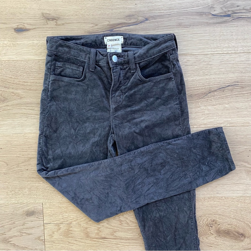 L'AGENCE Margot Velvet High-Rise Skinny Jeans